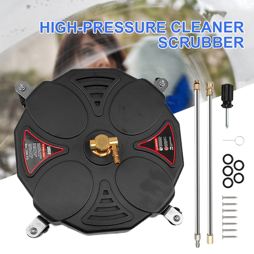 

Surface Cleaner 1/4 Quick Connector Surface Cleaner Attachment 2500PSI Stainless Steel with Extension Wand Replacement Nozzles