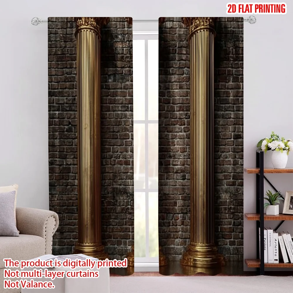 

2pcs 2D flat printing Window Curtains Roman column Digital Printed Polyester Drapes Festive Curtains Perfect for Art Party for