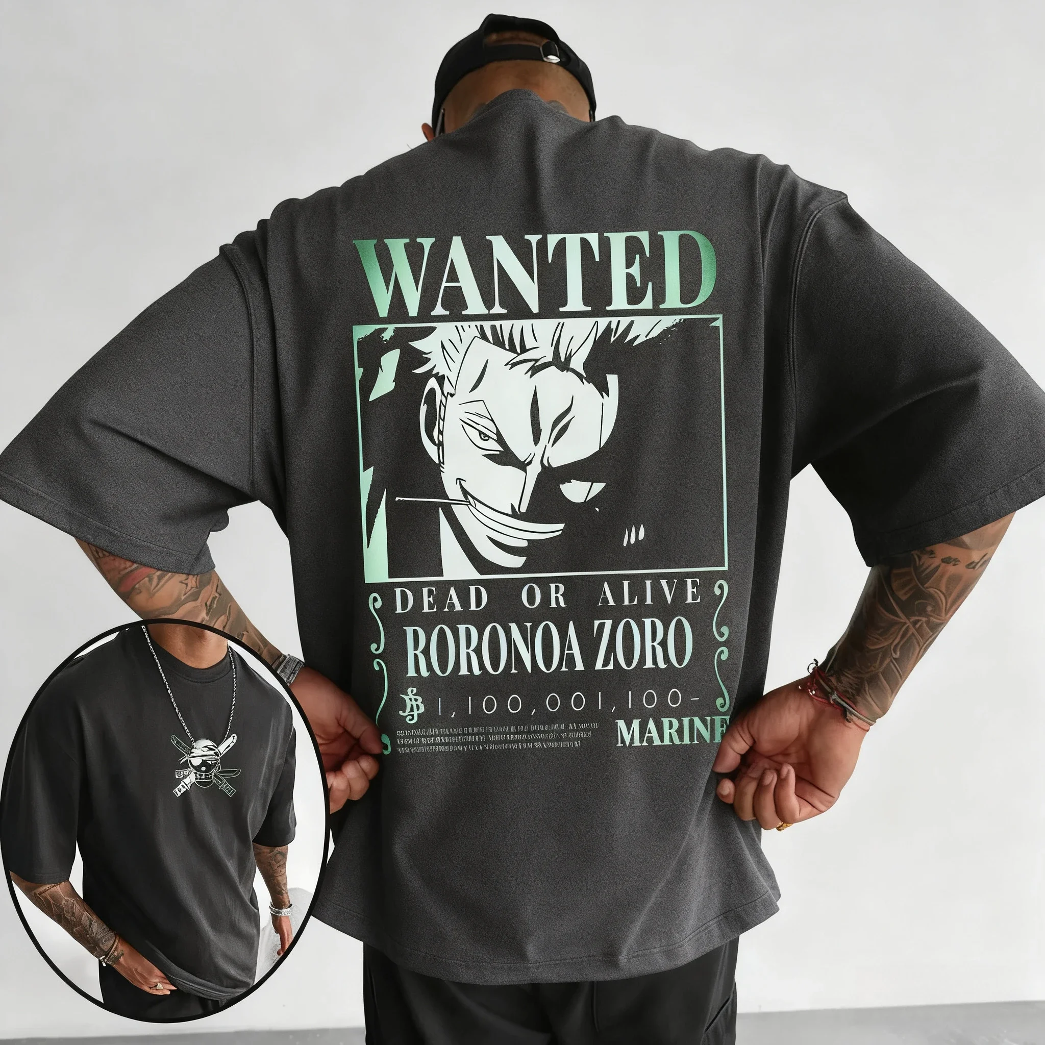 قطعة واحدة أنيمي رورونوا زورو الصورة الرمزية المشتركة القطن تي شيرت 2026 الرجال والنساء الصيف Harajuku عادية فضفاض Y2K الوالدين والطفل #6