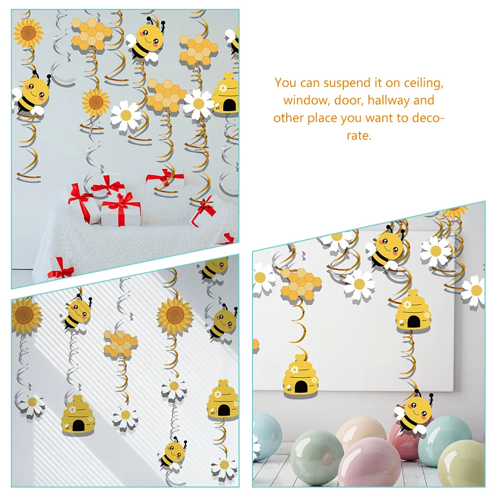 Decoration Supplies Kids Birthday Party Honey Swirl Bee Ceiling Decorations Pendant Spiral