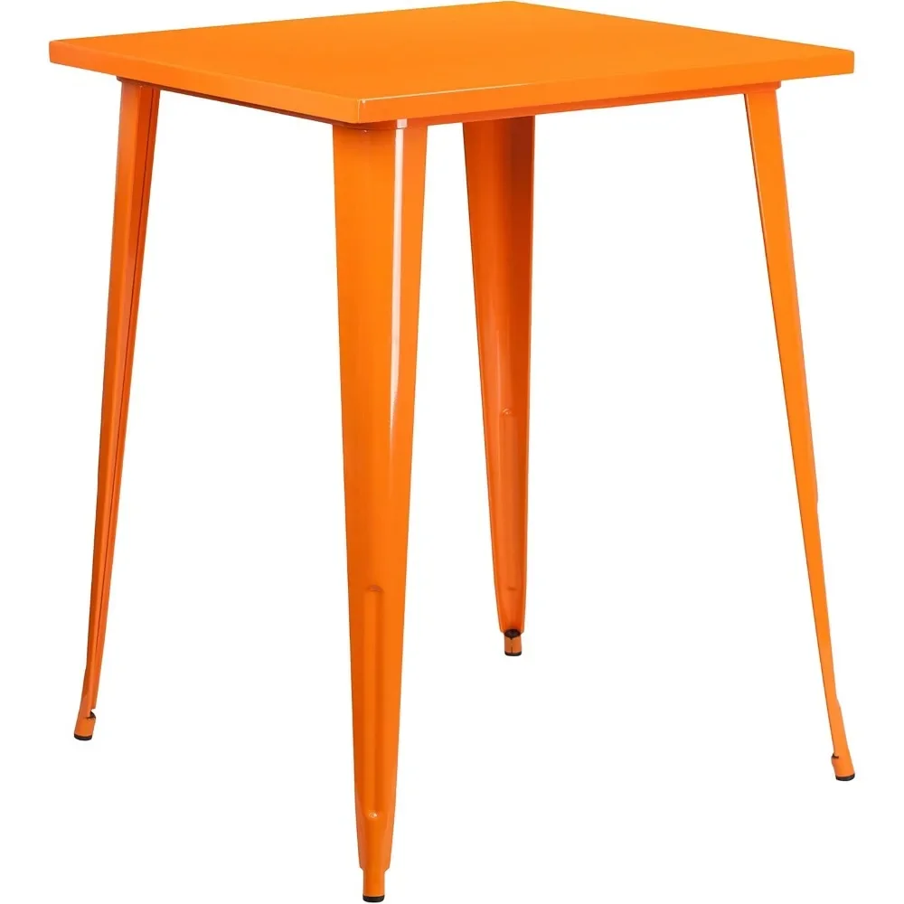 

Nolan Commercial Grade 31.5" Square Orange Metal Indoor-Outdoor Bar Height Table|