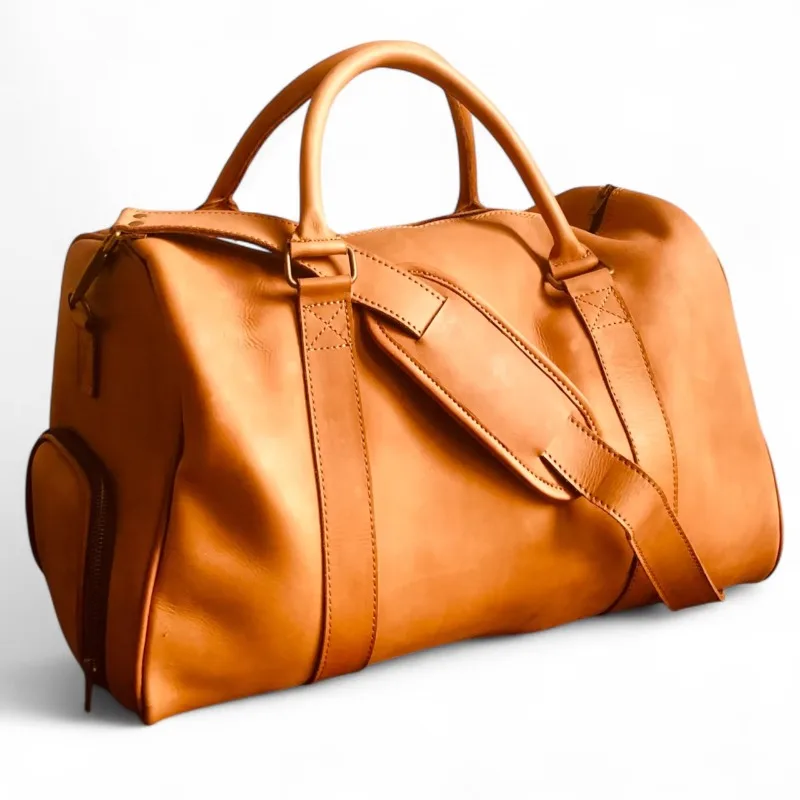 Leather Luxury Casual Portable Luggage Bag Gym Fitness Training Sports Durable Zipper Closure Punching Speed