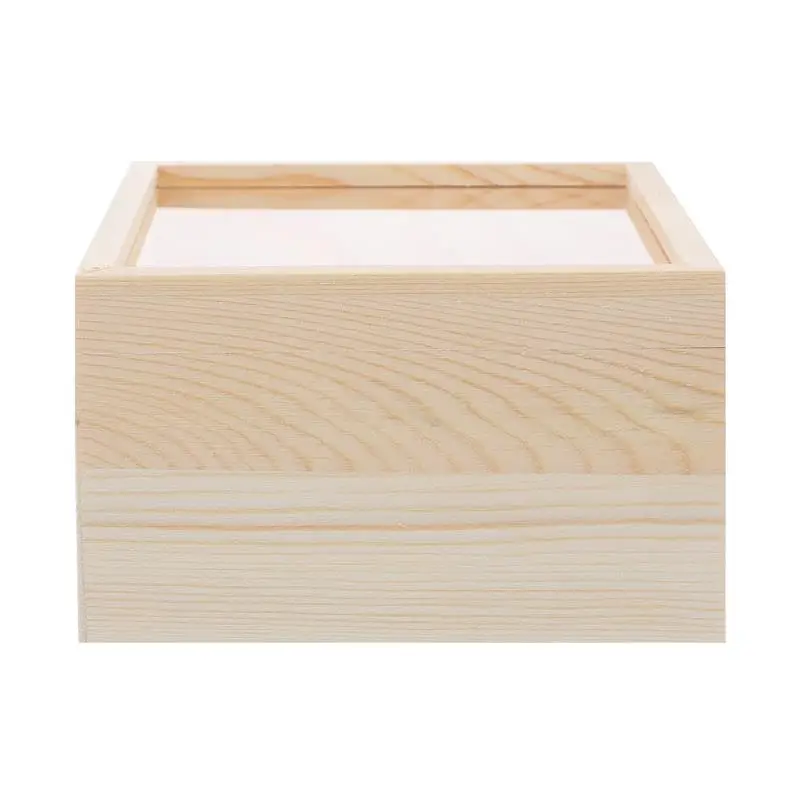 Unfinished Wooden Treasure Box Vintage Treasure Chest Gift Packing Box with Clear Lid