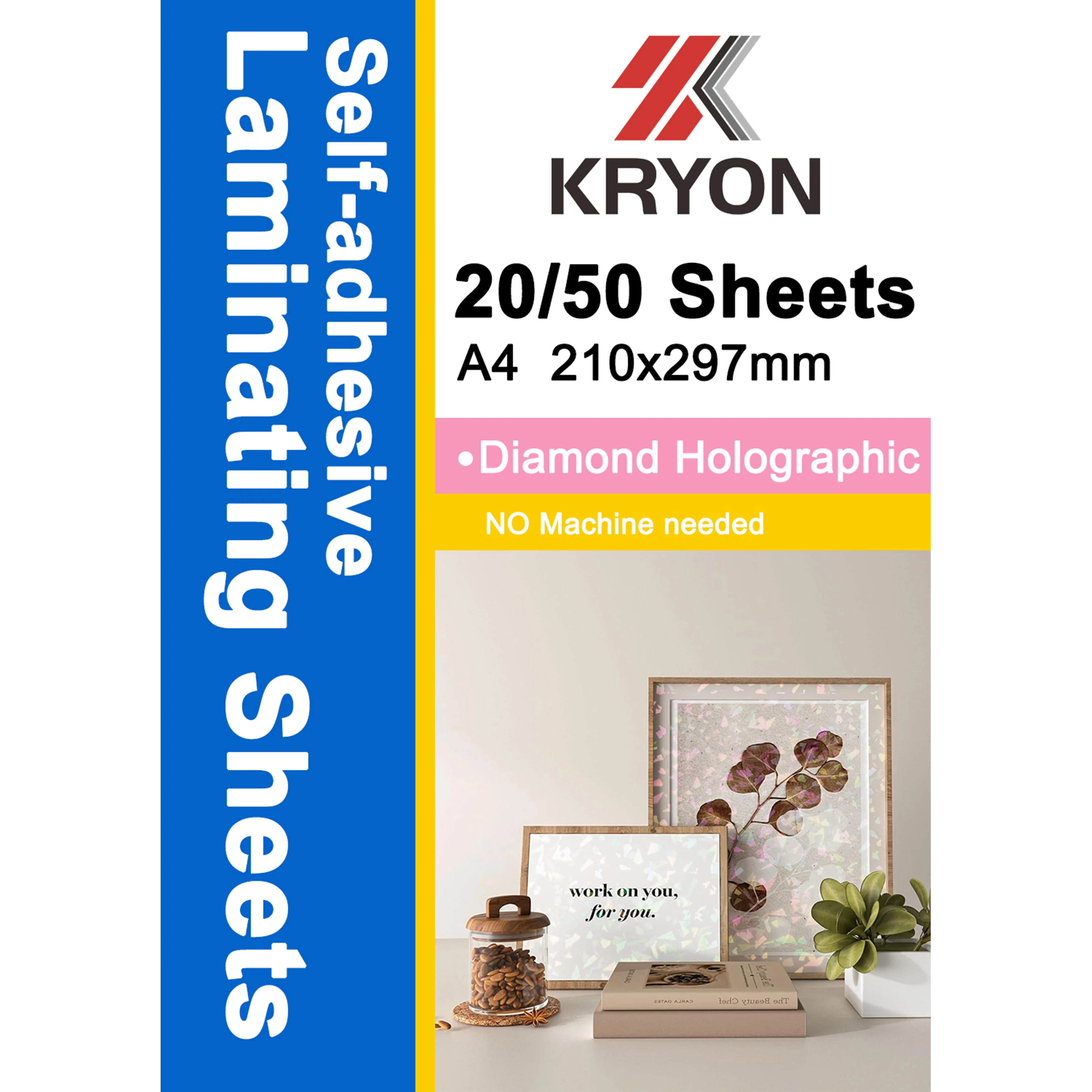 Diamond Holographic Sticker Paper Self-Adhesive Star Overlay Laminating Sheets A4 Size 8.3x11.7 Inches No Machine Needed