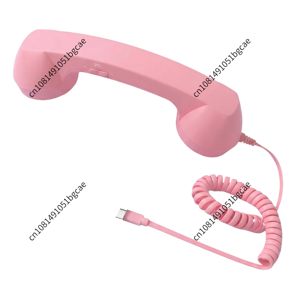 Retro Phone Handset with Type-C Connector Clear Sound Mobile Phone Telephone Handset for Cell Mobile Video Conferences Calls