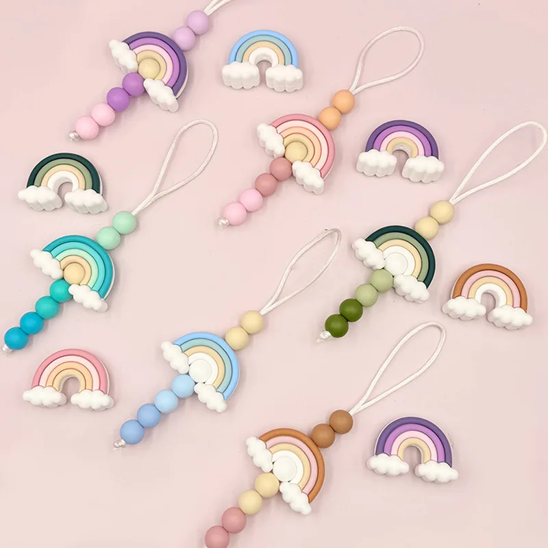 

20/50Pcs 3D Rainbow Silicone Beads Food Grade Cartoon Focal Beads For Jewelry Making DIY Pen KeyChain Accessories Silicone Beads