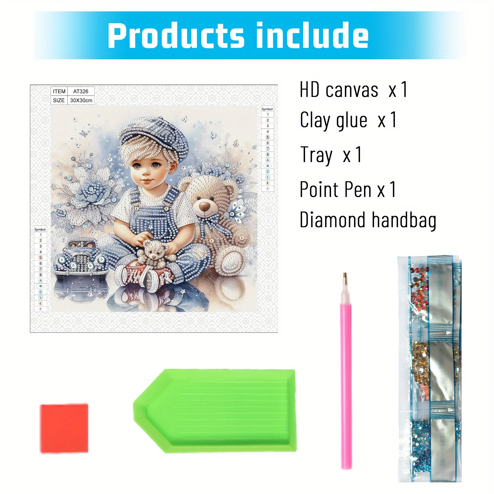 DIY Boy and Bear 5D Special Shape Diamond Art Kits for Beginners,Diamond Art Painting Kits for Home Wall Decoration Gift