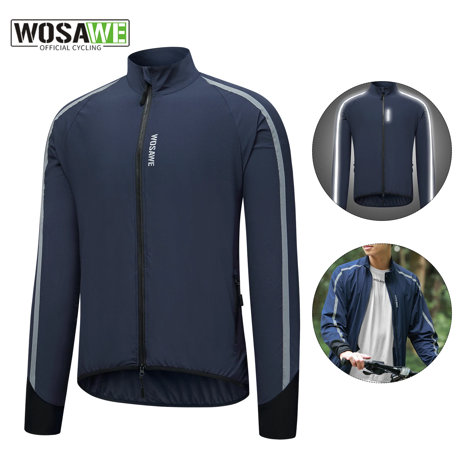 

WOSAWE Cycling Jacket Windbreaker Autumn Road MTB Bike Wind Jacket Long Sleeved Coat Windproof Reflective Cycling Clothing