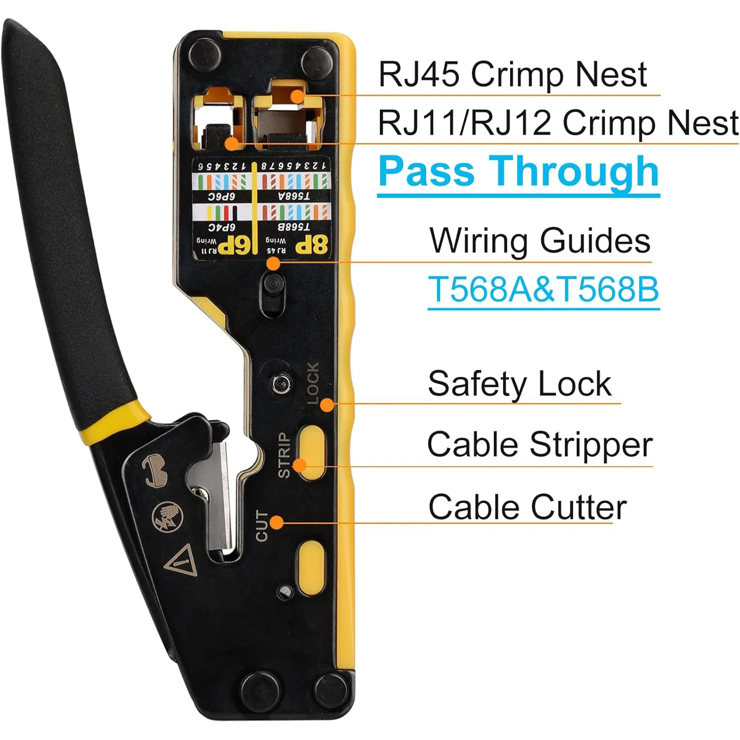 ZOERAX Pass Through RJ45 Crimp Tool Kit Ethernet Crimper CAT5 Cat5e Cat6 Crimping Tool Kit