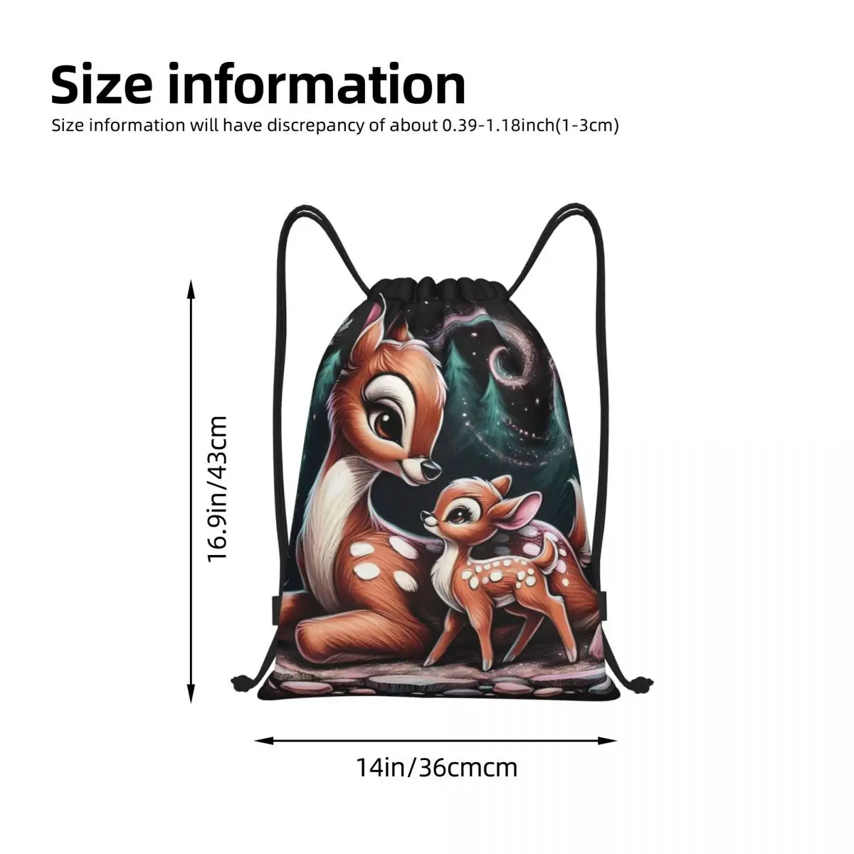 Personalizado anime bambi filme cordão mochila sacos das mulheres dos homens leve dos desenhos animados kawaii ginásio esportes sacos para viajar