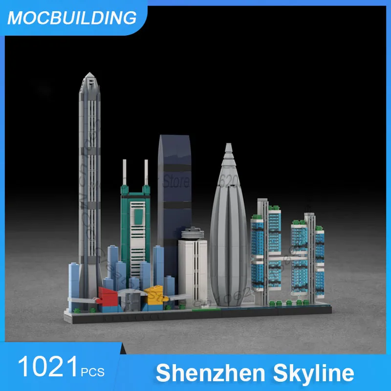 MOC اللبنات شنتشن أفق العمارة عرض نموذج لتقوم بها بنفسك تجميع الطوب مدينة جمع ألعاب إبداعية الهدايا 1021 قطعة