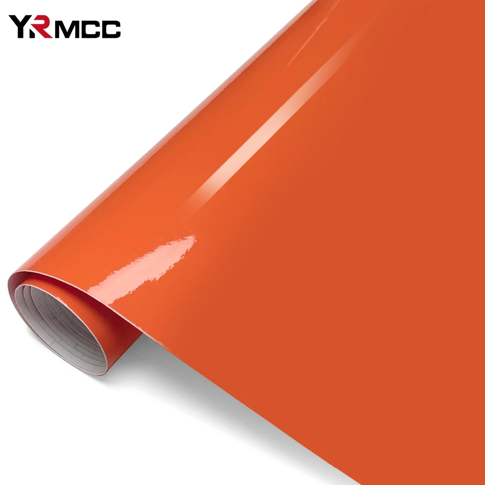 Glossy Orange Vinyl Wrap Film Car Wrapping Film Waterproof Bubble Free Stickers for Bike Phone Car Motorcycle Styling Decorative