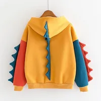 Sudaderas con capucha de dinosaurio para mujer, sudaderas holgadas con diseño de dinosaurio en contraste de Color sólido, cómodas y versátiles