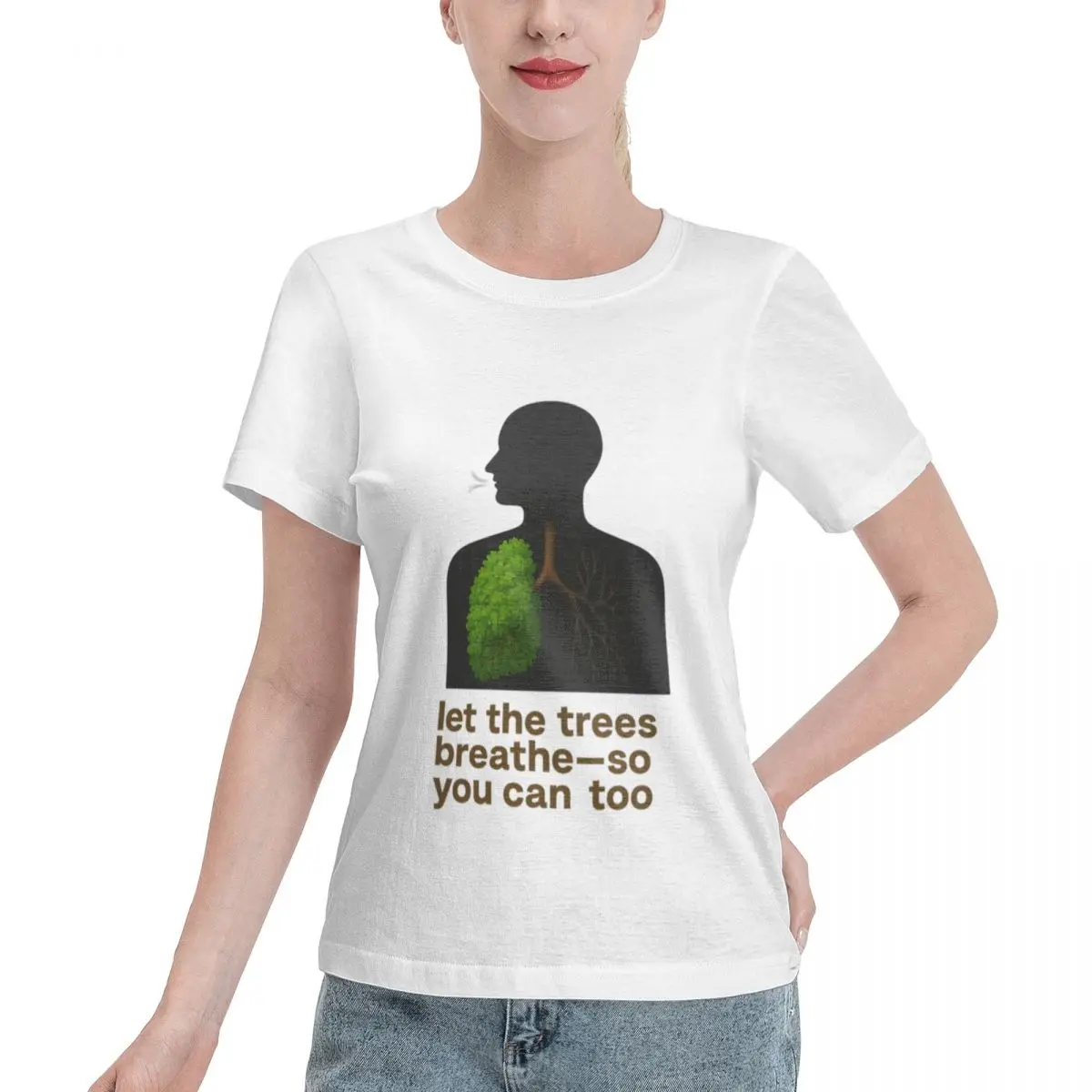 Liquidación: Camiseta para mujer con estampado 'Let Trees Help You Breathe', estilo casual para el fin de semana