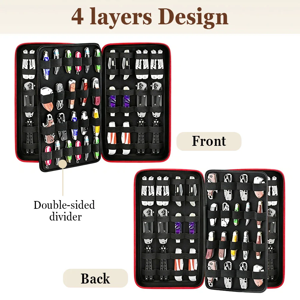 64+ Knife Storage Bag Folding Knife Display Case for Collections Folding Knives Organizer Pouch Tactical EDC Tool Pouch view 3