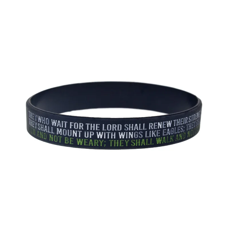 50 Stück PSALM 23:4 Jeremia 29:11 Jesaja 40:31 PHILIPPIER 4:13 Silikon-Armband, christliches Glaubensarmband – Detail 5