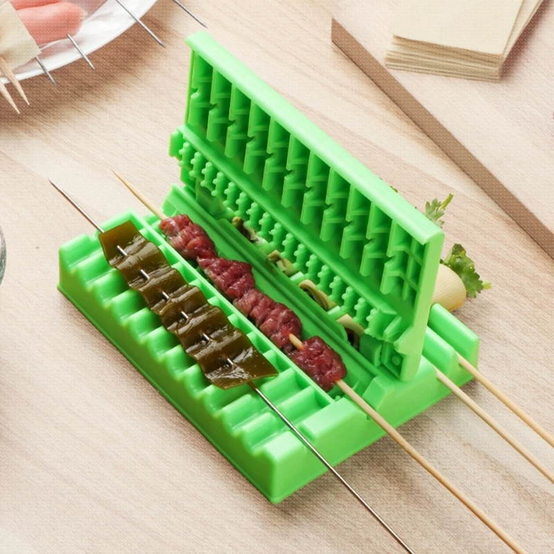 Portable Multifunctional Meat Skewer Machine Quick and Efficient BBQ Tool Portable Meat Skewer Box Outdoor BBQ Gadget