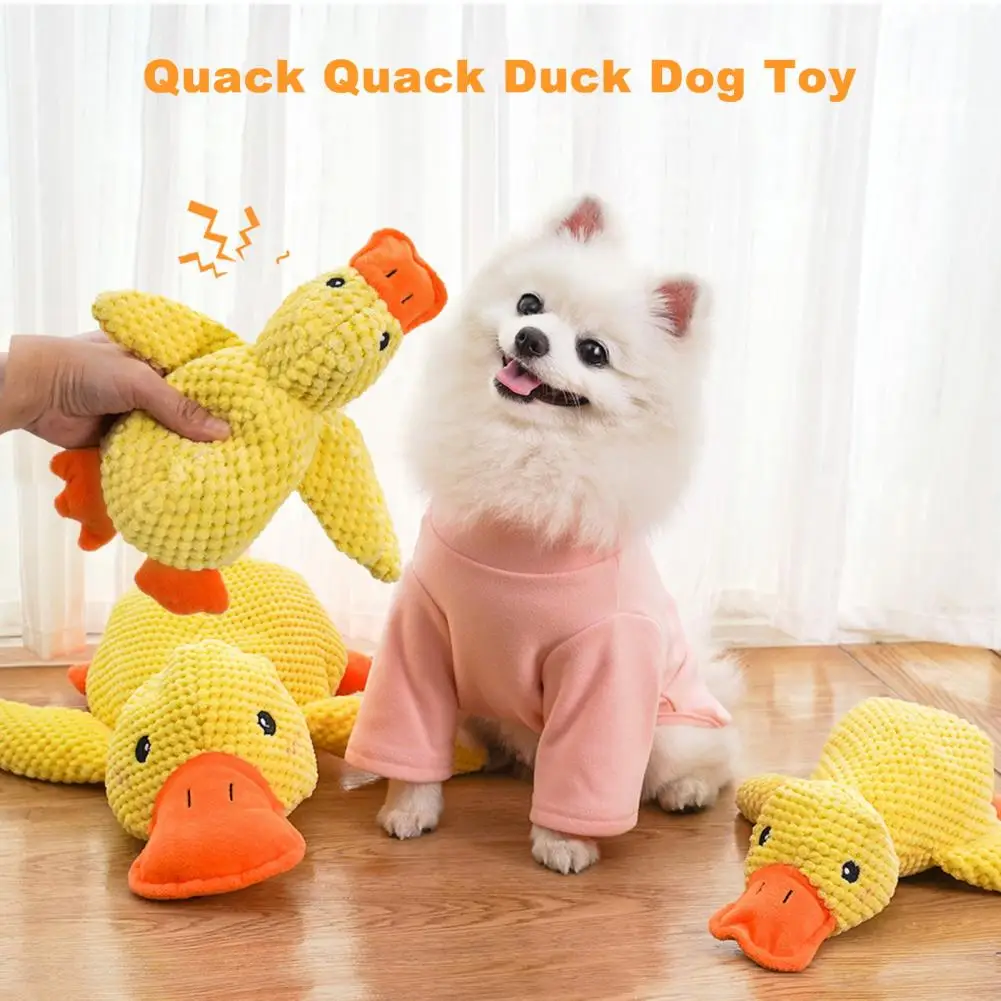 Endless Fun Dog Toy Plush Duck Dog Toy for Chewing Durable Squeaky Yellow Puppy Tugging Toy Soft Stuffed for Indoor for Cuddling