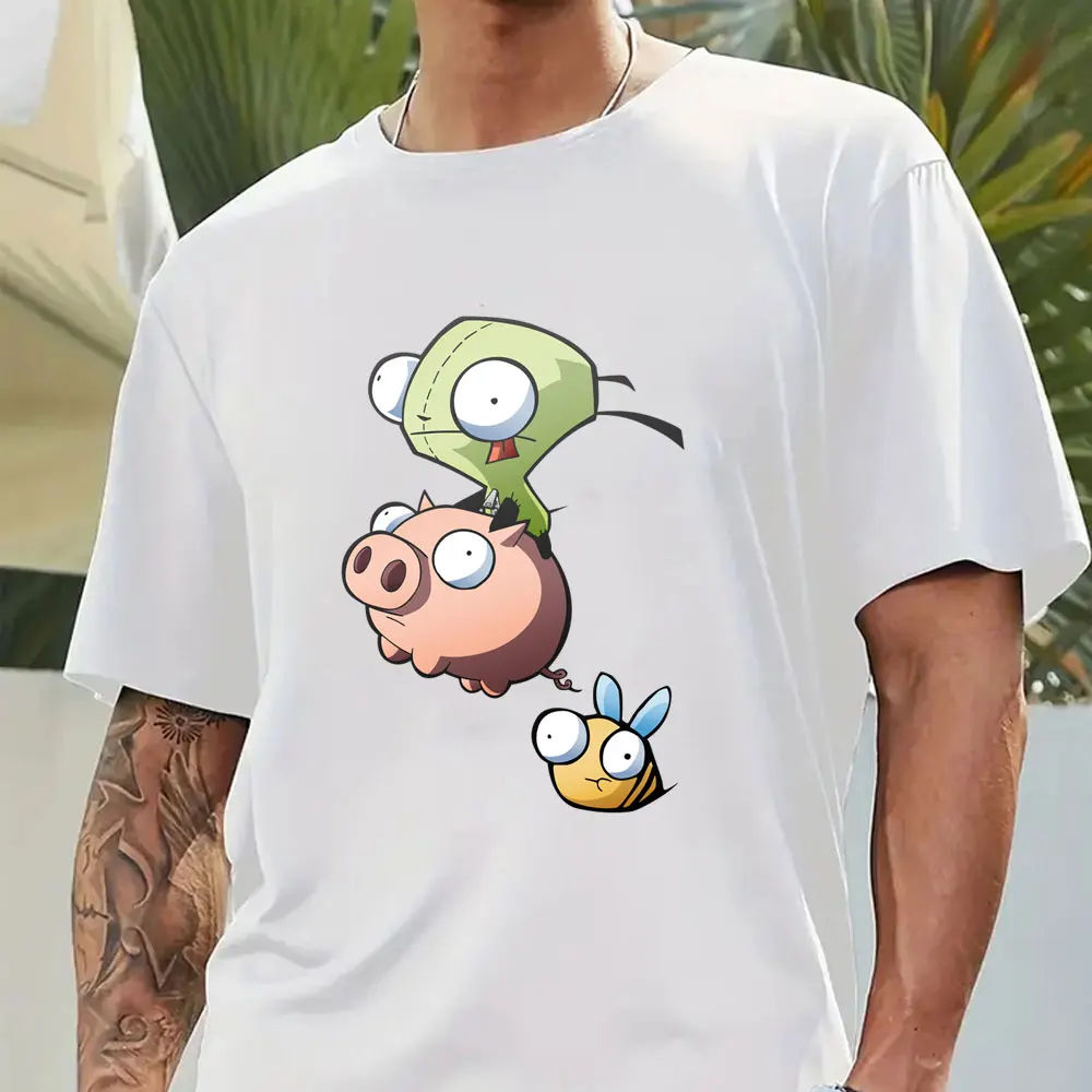 Vintage Cartoon Invader Zim Gir Genius Duh Junior Graphic T-Shirt Woman Men T Shirt Women Tops Tee Casual Short Sleeve Tshirts