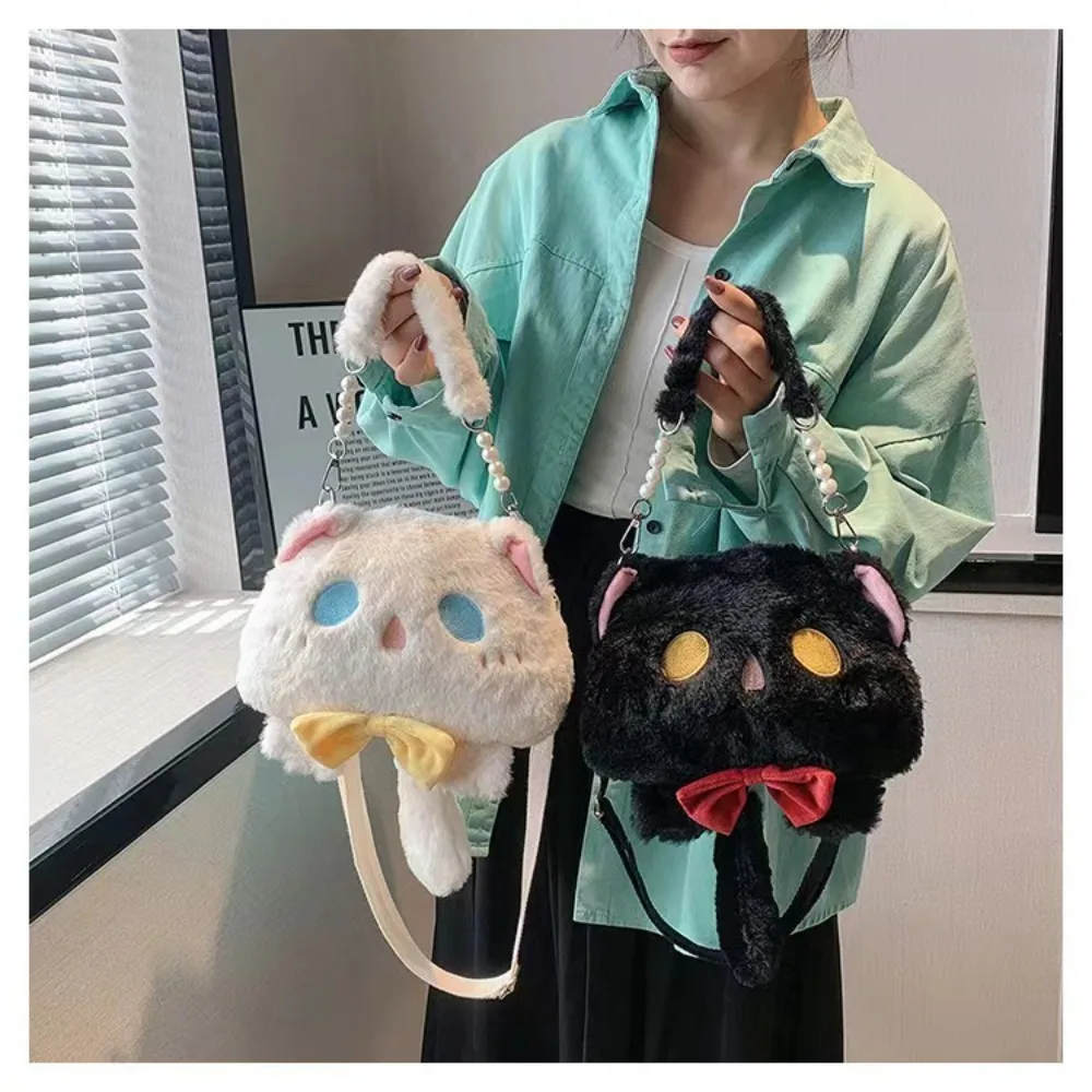 Women Cute Cat Shoulder Bag 2022 Girl Lolita Plush Doll Bag Lady Cartoon Handbag