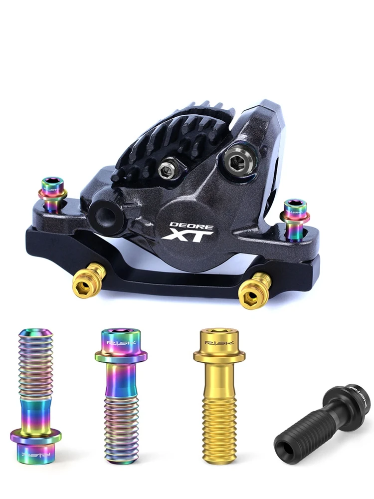 AliExpress RISK Risk 4PCS M6X18mm Bicycle Screws Hollowed Out Disc Brake Fixing Bolts Titanium Mountain Bike Brake Clamp Cycling Accessories