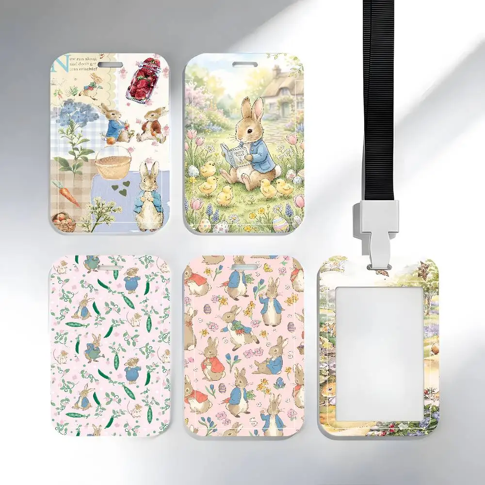 Peter Rabbit Cute Lanyard Card Holders Student ID Card Holders Neckband Card Holders Access Control Accessories Gifts