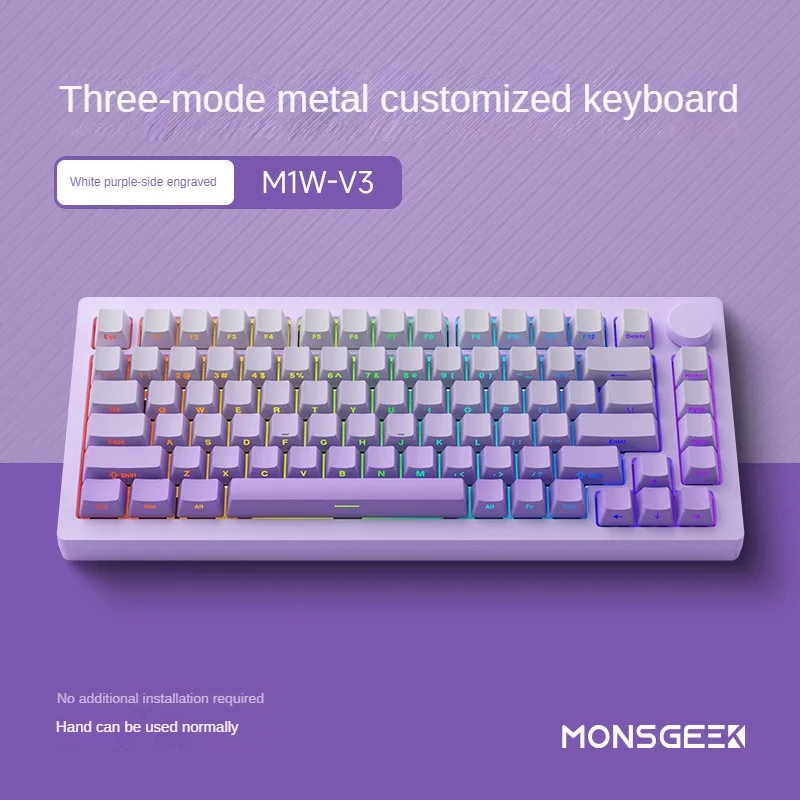 Imagem -04 - Akko-x Mongeek Barebone Teclado Mecânico para Jogos Kit Faça Você Mesmo Botão Multifuncional 75 de Gravação Lateral Botão Rgb m1 M1w v3