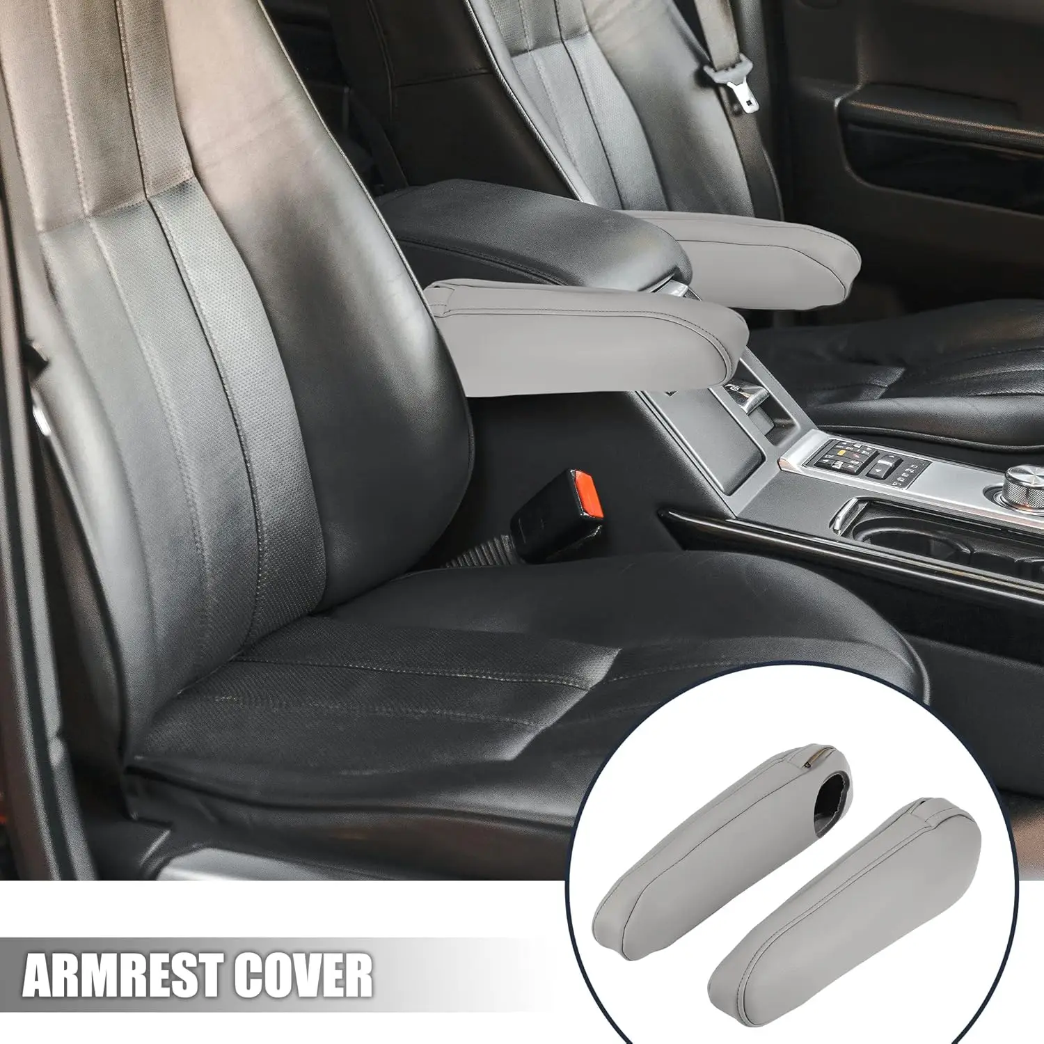 1 Pair Car Front Seat Armrest Cover Kit Fit Toyota Sienna 2011-2017 Microfiber Leather Gray