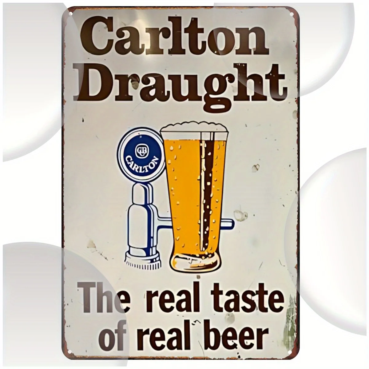 [Vintage Metal Tin Sign] Carlton Draught Retro Vintage Metal Tin Sign  | Rustic Iron Bar Wall Art with 