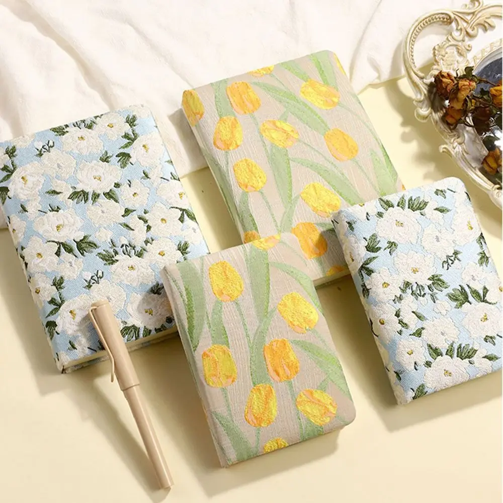 Creative Vintage Embroidered Notebook Stylish Matte Finish Printed Notepad Morandi Compact Student Diary Office