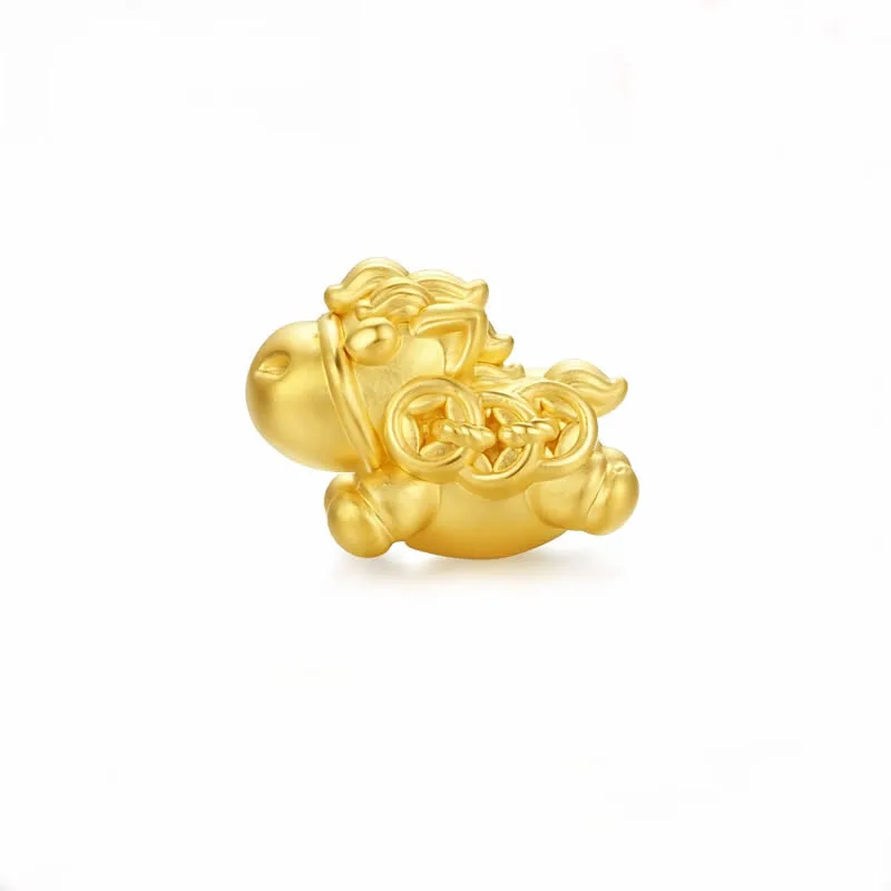 

New Women 24K Yellow Gold Bracelet 999 Gold Chinese Zodiac horse Coin Bracelet