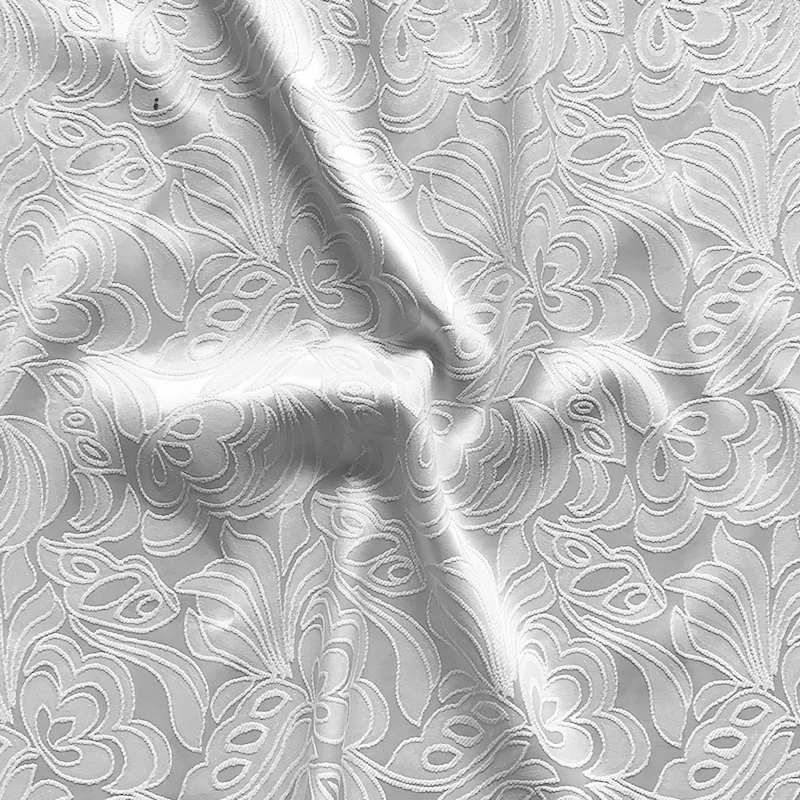 White Dark Patterned Jacquard Satin Fabric Retro Style for Clothing Dress Designer Diy Sewing Material Cloth By The Meter