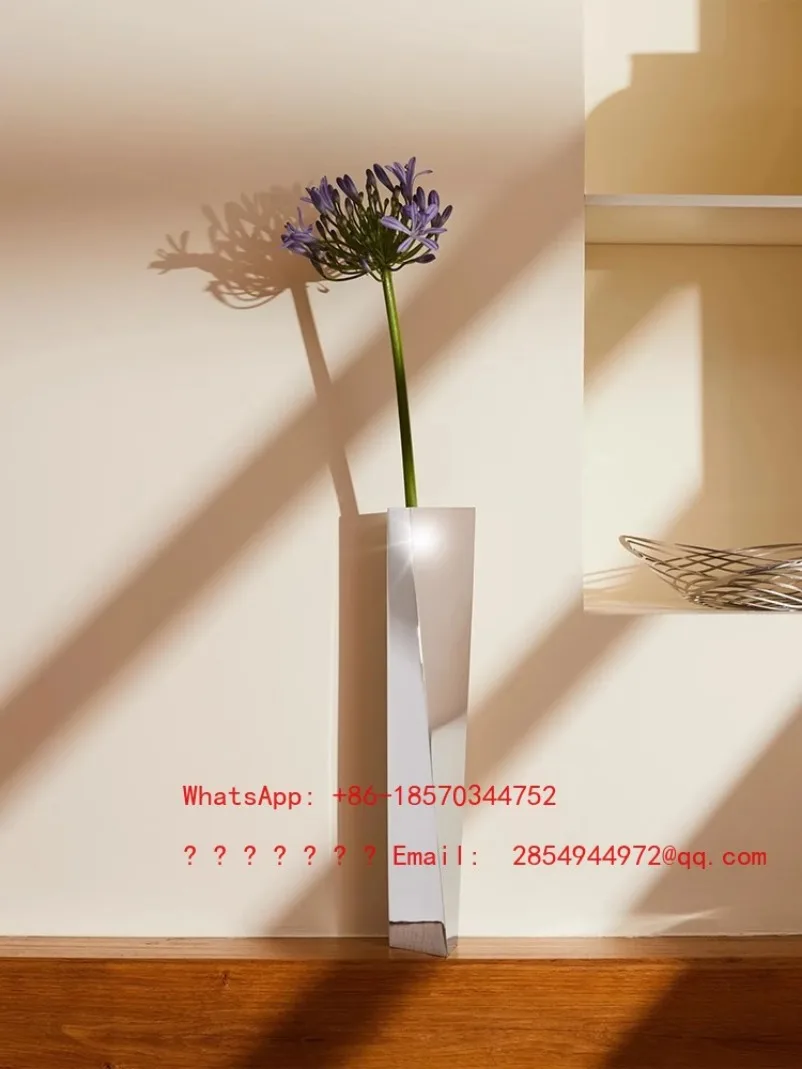 Stainless Steel Luxury Vase Metal Modern Minimalist Flower Living Room Floor Furniture Home Decoration Art Aesthetic Accessories