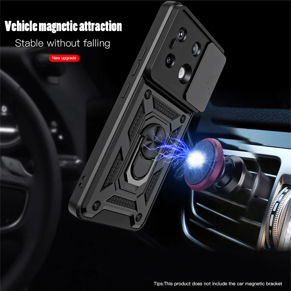 

Shockproof Case For Redmi Note 13 4g 13 Pro + 5g Slide Camera Protection Ring Phone Cover For Xiaomi Poco X6 Pro M6 Pro