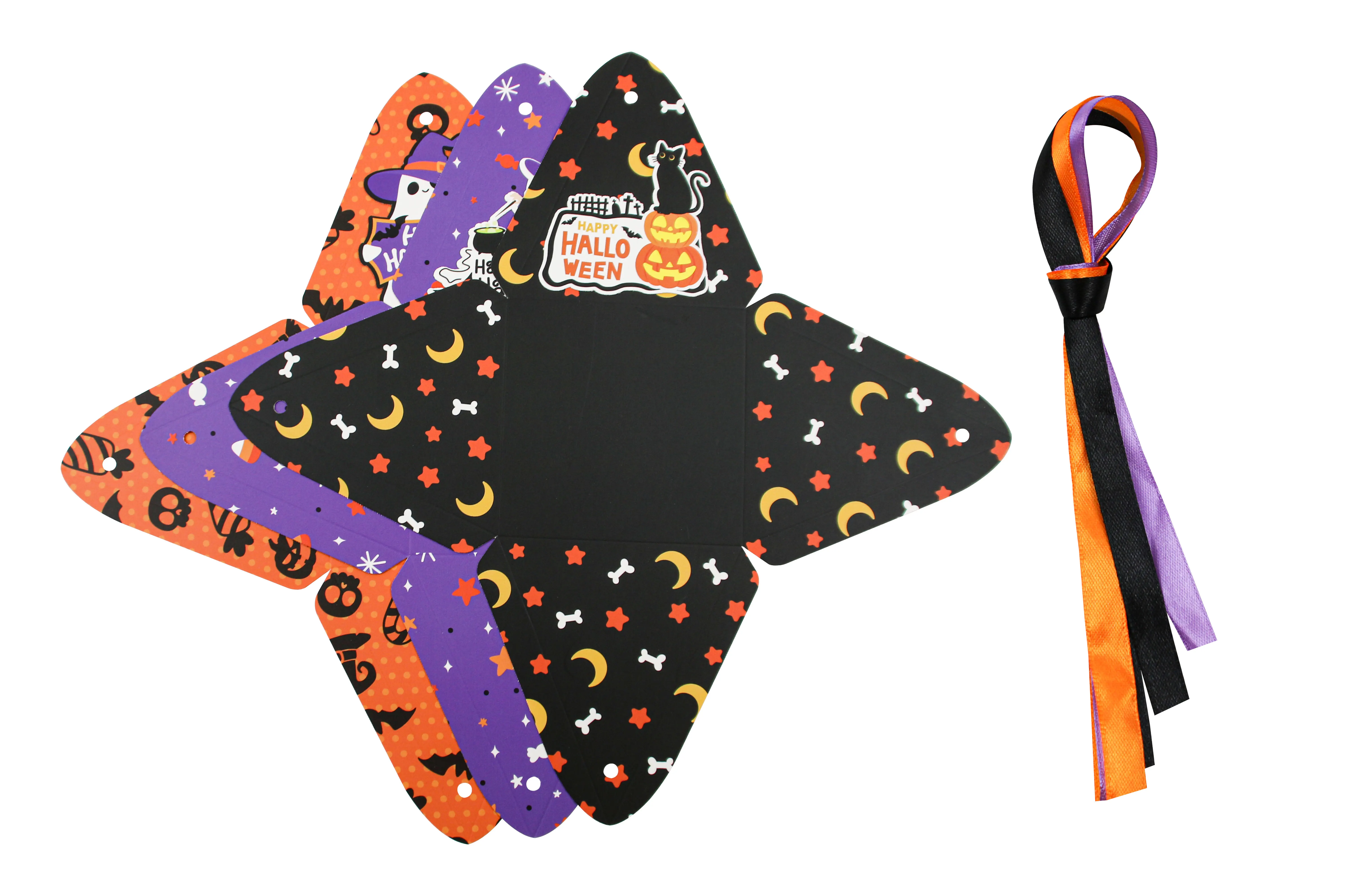 12/24 Stück Halloween-Süßigkeitenboxen, niedliche Geschenkboxen aus Papier mit Hexen-, Geister- und Kürbismotiv, mit Seidenband, Halloween-Party-Geschenkboxen – Detail 1