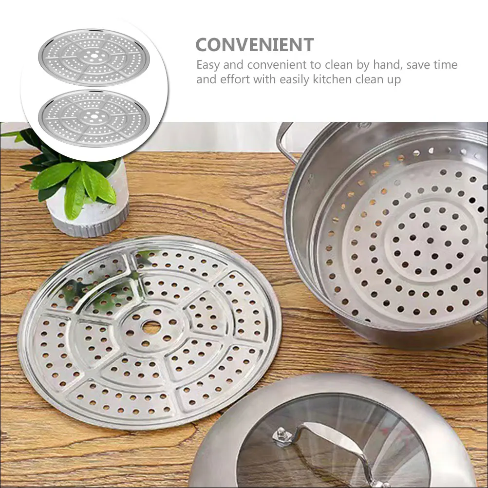 

2pcs Stainless Steel Steaming Tray Strong Kitchen Cooker Insert for Rice Fish Veggies Buns Egg Easy Clean Long Lasting