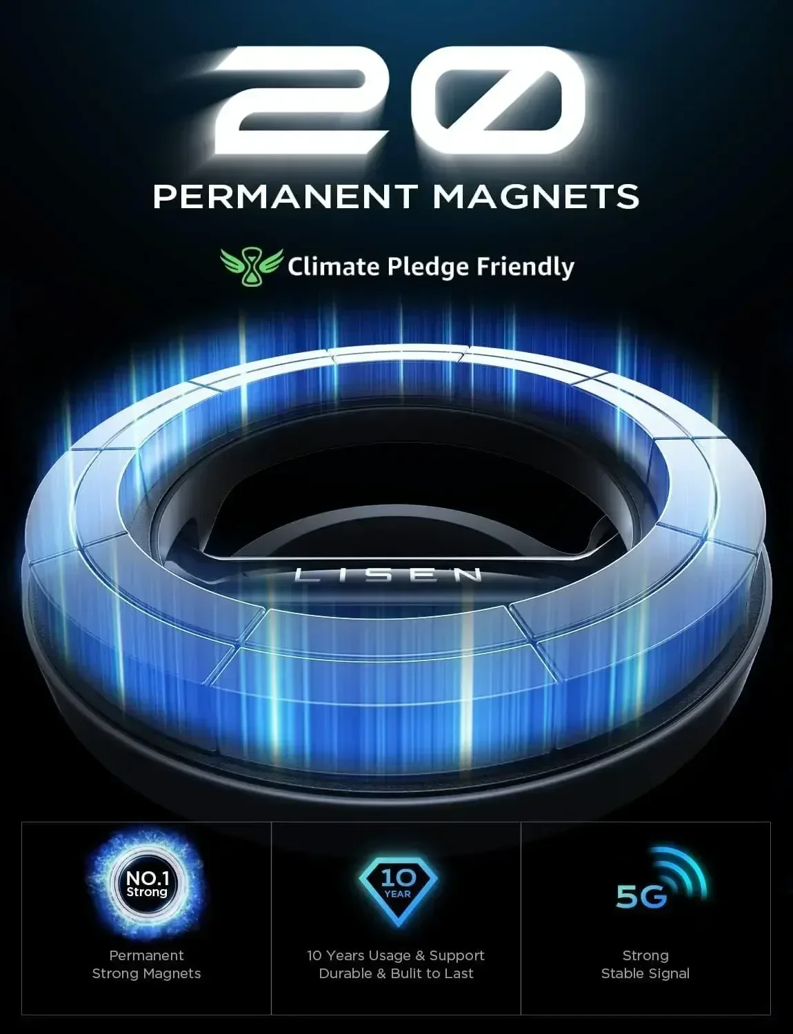 LISEN 2025 Accessori per auto di tendenza Anello magnetico Supporto per auto antigoccia Supporto per telefono cellulare per auto