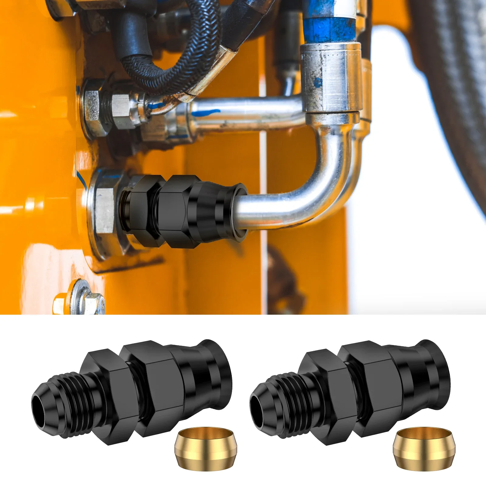 

2Pcs Compression Fitting Adapter 6AN Male to 3/8 Inch Hardline Compression Fitting Connector for Fuel System Fitting Converter