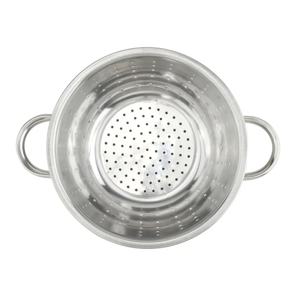 

Профессиональный дуршлаг из нержавеющей стали, 3 кварты, слив для макарон, фрукты, овощи, фасоли, кухонный инструмент, приподнятое основание, прочные ручки, прочный