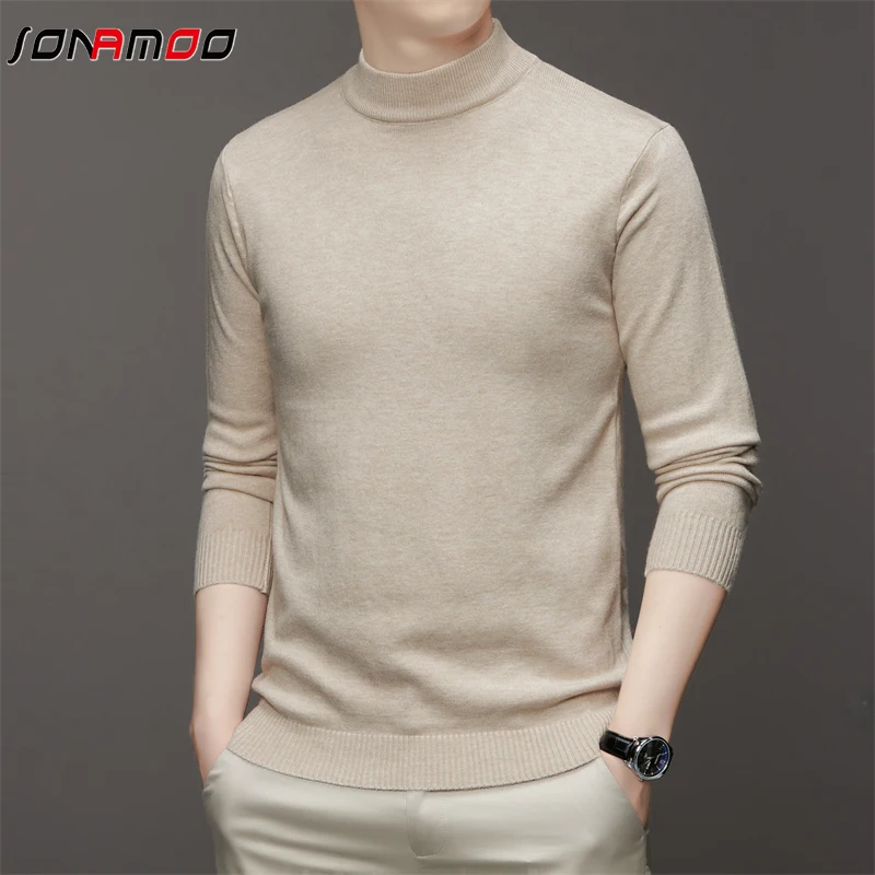 

7 Colour Men's Half High Neck Long Sleeved Solid Color Sweater Soft, Warm and Comfortable Top with a Base