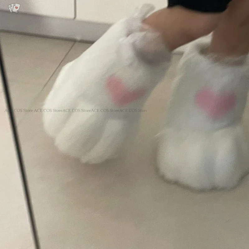 Fursuit Cosplay Paw Shoes Accessories Furry Cosplay Rubbit Cat Boots Cute Fluffy Animal Manga Party Cos Wearable Unisex Costume