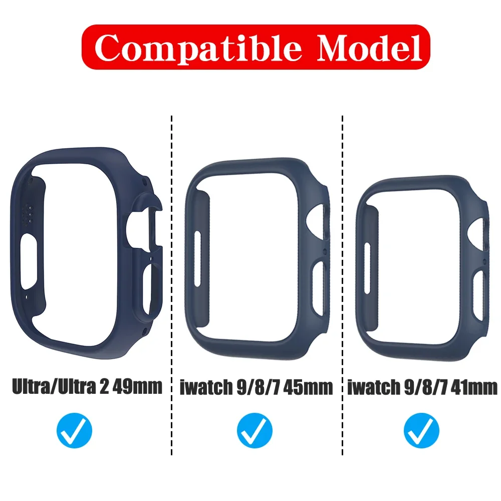 Funda para Apple Watch Ultra/Ultra 2 49mm PC Hard Protective Case Hollow Frame Bumper Shell para iwatch Series 9/8/7 41mm 45mm Cover