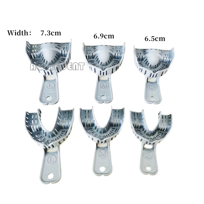 3Pair Dental Impression Trays Distal Extension Absence Edentulous Tray Plastic Oral Tools 1 Pair=1 Pcs Upper +1 Pcs Lower