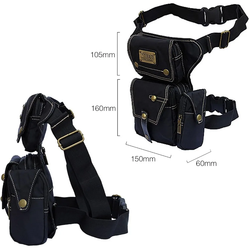 Multi-Purpose Detachable Drop Leg Waterproof Thigh Waist Pack Tactical  Belt Bag Black