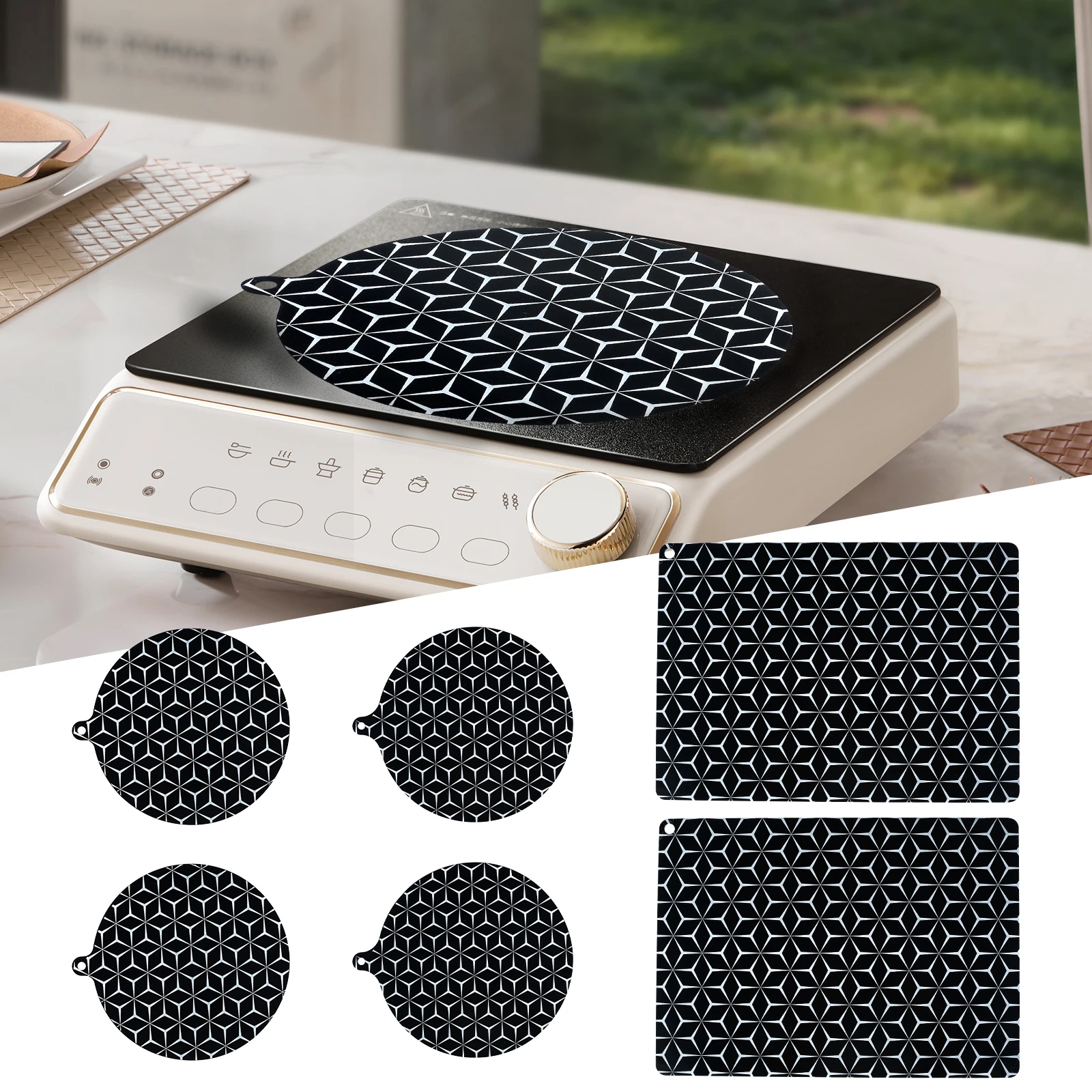 2/6 Pcs Induction Cooktop Mat Non-stick Induction Cooktop Protector Pad Heat Resistant Placemat for Home and Kitchen Accessories