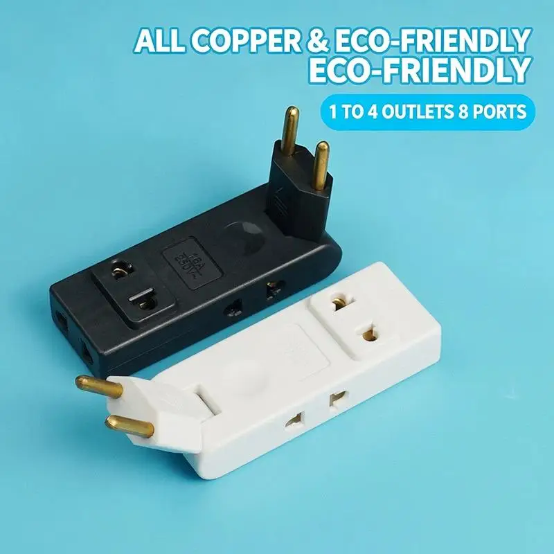EU Plug Adapte 4 in 1 Wall Outlet Extension Eu Electrical Socket 180 Degree Plug Adapter Travel Aadapter Portable Power Converte