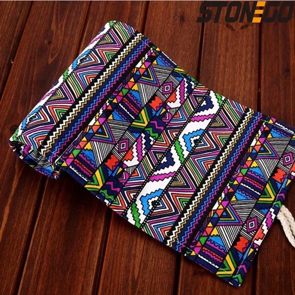 حقيبة أقلام رصاص من القماش ذات سعة كبيرة مع حقيبة رسم محمولة بفتحة 48/72 للوازم المكتبية للطلاب