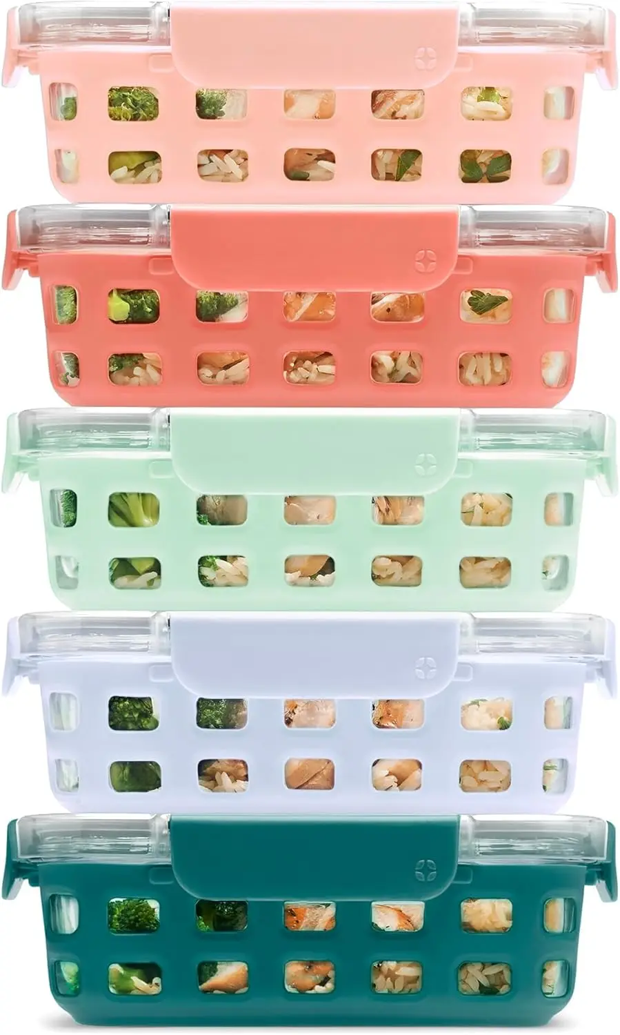 

3.4 Cup Glass Meal Prep Containers Set, 10Pc with Silicone Sleeve & Airtight Lids, Dishwasher Microwave Freezer Safe