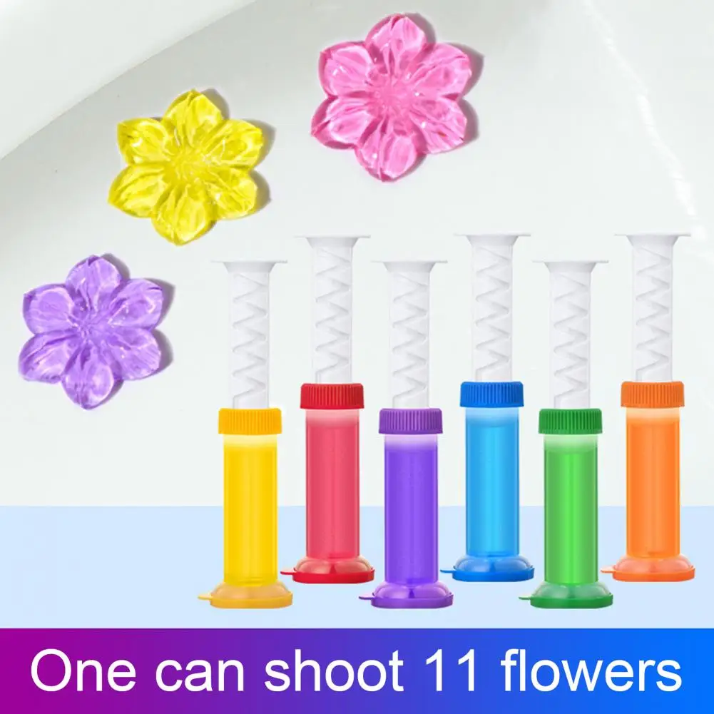 48 ML 11 Count Toilet Gel 6 Scents Stain Odor Removal Air Freshener Flower Shape Toilet Bowl Cleaner Stamp Bathroom Supplies