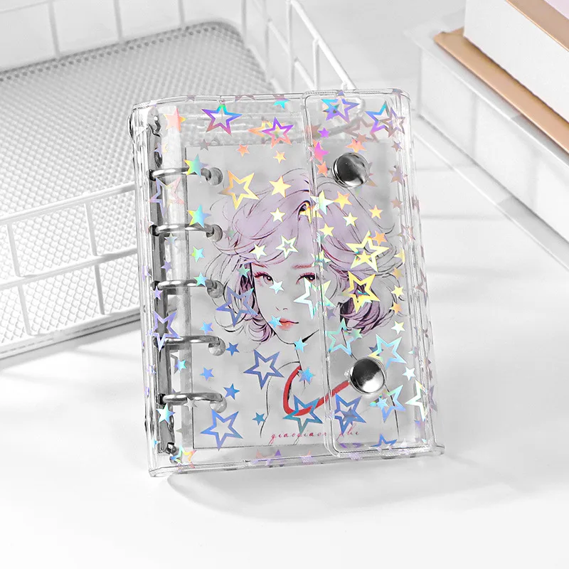 M5 5Holes Transparent Star Loose Leaf Binder Cover Journal Sketchbook Accessories Diary Office Supplies